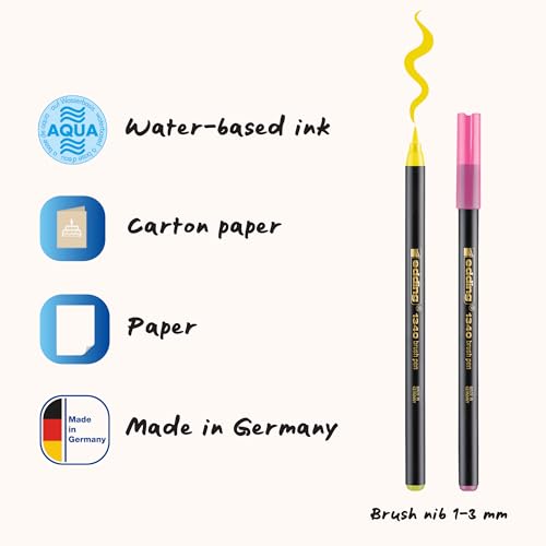edding 1340 Brush Pen - Set of 20 - Colorful, Bright, Delicate Colors - Flexible Brush Nib - Felt-Nib Pen for Painting, Writing and Drawing - Bullet journals, Hand Lettering, Mandalas, Calligraphy - color: 24: Set of 20 - Multicoloured