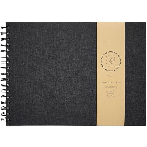 Vienrose Watercolor Book, 12.1"x9" Watercolor Journal with 36 Sheets 140 LB (300 GSM) Cotton Watercolor Paper, Black Leather Cover Travel Art Journal for Painting & Notes - color: Black, size: 9x12.1 in