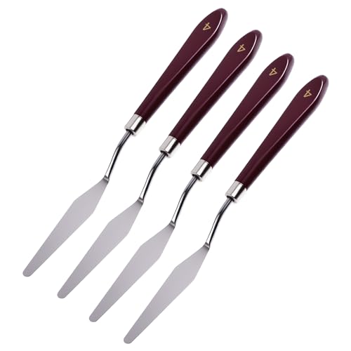 4 Pcs Palette Knife, #4 Pointed Head Spatula, Baking Paint Handle