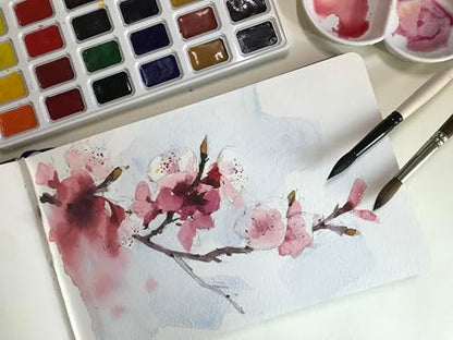 Watercolor Journal, 3.5x5.5”, 140 LB, 300 GSM, Cotton Paper, Cold Press - color: Blue
