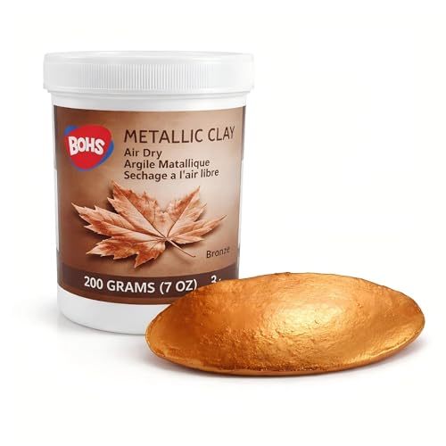 BOHS Metallic Clay, Copper Air Dry Modeling Clay with Glitter, 7 oz | Soft, pliable no-bake clay for decorative pendants, ornaments, figurines, cosplay props and shimmering craft accents - color: Copper