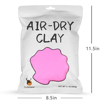 Cutedeer Pink Air Dry Clay, 1.1lb Foam Modeling Clay, Soft Squishy Molding for Kids Adults, Arts & Crafts Project Slime Supplies(1.1lb - 1 Pack, Pink) - color: Pink, size: 1.1lb - 1 PACK