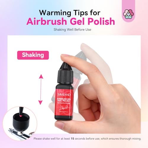 SAVILAND Hema-Free Airbrush Gel Nail Polish 24 Colors Airbrush for Nails | Dilution-Free Airbrush Paint for Nails, Non-Acetone, High Color Saturation, For Gradients Blush Nail Art - color: Classic Color