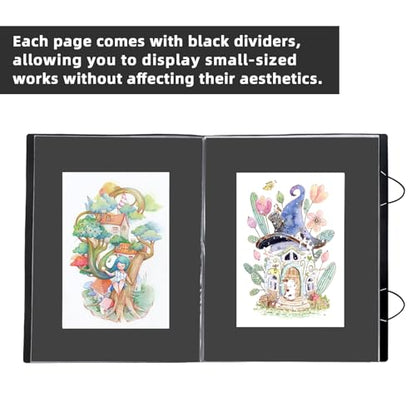 Large 18"x24" Art Portfolio Heavy Duty Binder with Plastic Sleeves, Portfolio Folder with Protectors, Bring a Portable Handle 500-Pieces Puzzle Storage Book and Poster Binder