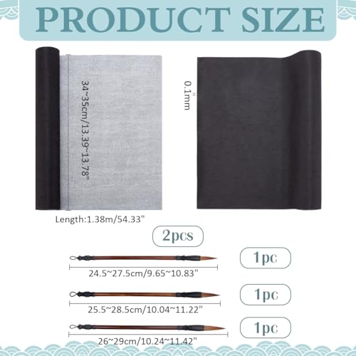 PH PandaHall 6pcs No Ink Chinese Calligraphy Kits Reusable Writing Magic Water Cloth Paper Set Chinese Calligraphy Mat for Chinese New Year, Student Beginners Practicing Chinese Calligraphy 54.3x13.5