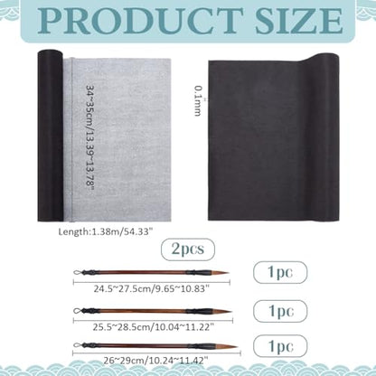 PH PandaHall 6pcs No Ink Chinese Calligraphy Kits Reusable Writing Magic Water Cloth Paper Set Chinese Calligraphy Mat for Chinese New Year, Student Beginners Practicing Chinese Calligraphy 54.3x13.5