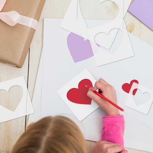 Heart Stencil, 8 PCS Different Size Heart Stencils, Hearts Template Stencil, Large Stencil for Spray Painting, Painting Template for Fabric Walls Arts Pape - style: heart