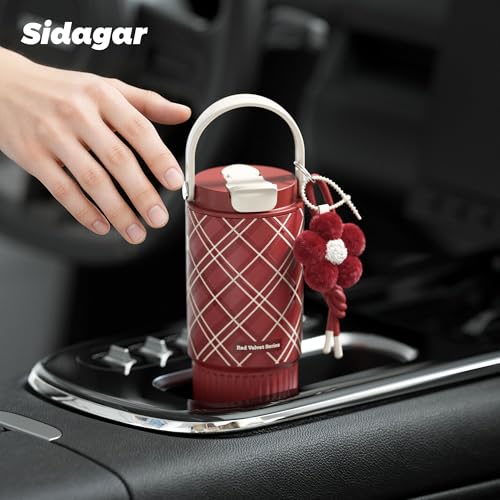 26 oz Insulated Stainless Steel Tumbler with Straw & Handle Plaid - color: Red Velvet