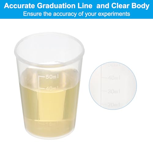 PATIKIL 50ml Measuring Cups, 100Pcs Polypropylene Graduated Measuring Beakers for Lab Experiments, Cooking and Baking, Transplant - size: 50ml