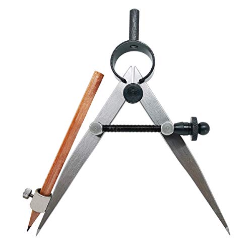 4 inch Woodworking Compass with Pencil Holder, Precision Spring Divider/Scriber, Metal Compass for Leather Work Metalworking