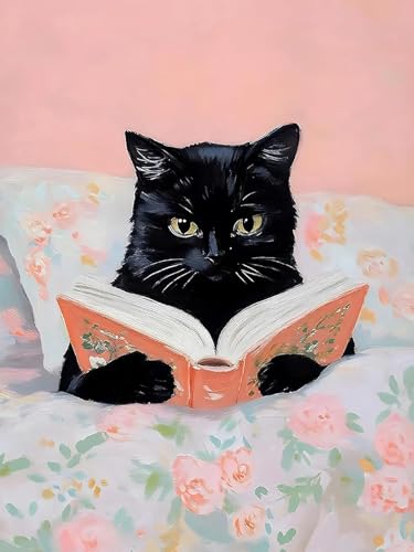 Black Cat Diamond Art Kits for Adults Diamond Painting Kit for Beginner | Bathroom Animal 5D Funny DIY Diamond Dots Full Drill Crafts for Gem Art Dot Art for Adults Home Wall Decor for Teens 12x16 in - color: DP03617