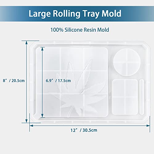FONUNO Silicone Resin Casting Molds Pack of 5 | Epoxy Resin Molds with Large Rolling Tray & Herb Grinder Mold for DIY Resin Craft & Storage, Flexible and Reusable