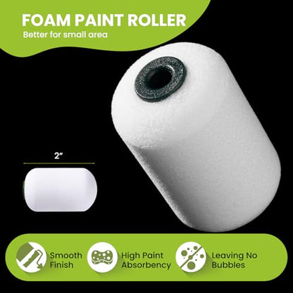 Foam Paint Roller Kit, 10 Pack, 2 Inch Mini Paint Roller Set