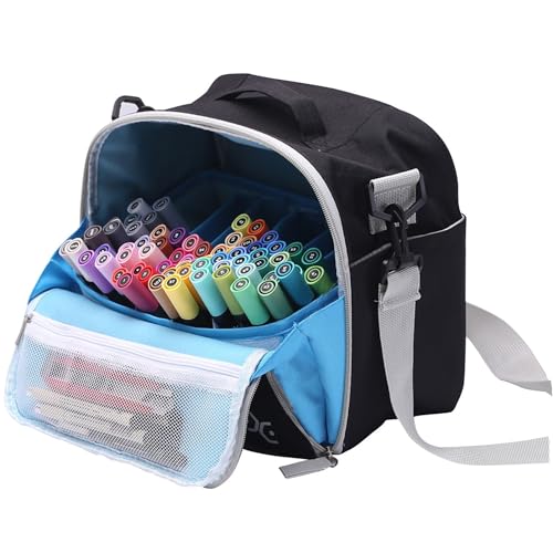 Togood Marker Organizer Bag - Large Storage Crossbody Tote for Marker Pens 130PCS+, Portable Art Supplies Case for Pens, Pencils, Books. Black - color: black