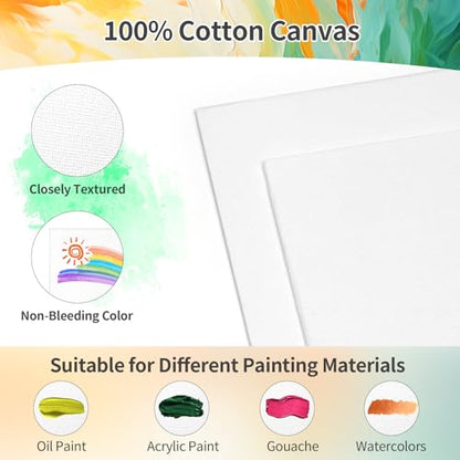 16 Pack 8 * 10In Canvas Boards for Painting, Art Canvas for Drawing with 32 Brushes & 16 Paint Trays & 32 Acrylic Paint, Mini Painting Canvas with Easel Set, Painting Kits for Adults Party - style: Pack of 16