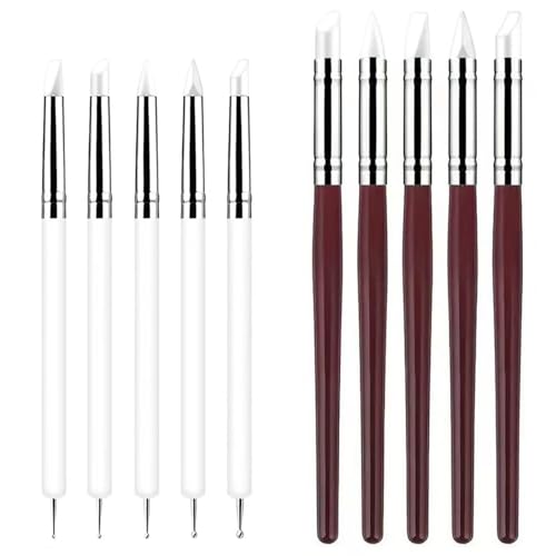 10 Pcs Silicone Clay Sculpting Tools Set, Double-Ended Dotting Tools & Silicone Brushes for Polymer Clay, Air Dry Clay, Pottery & DIY Crafting-White - color: 10Pcs-White