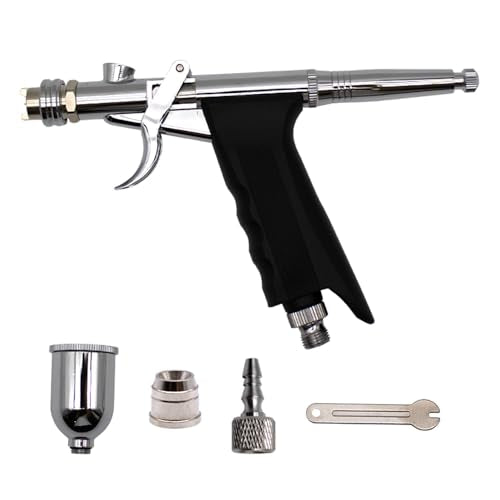 Uouteo Airbrush Kit, Double Action Trigger Airbrush Gun with 0.5mm Fan Spray Cap/Needles/Nozzles, 15 CC Cup, Air Brush Guns for Painting - color: 217B 0.5mm Airbrush Kit