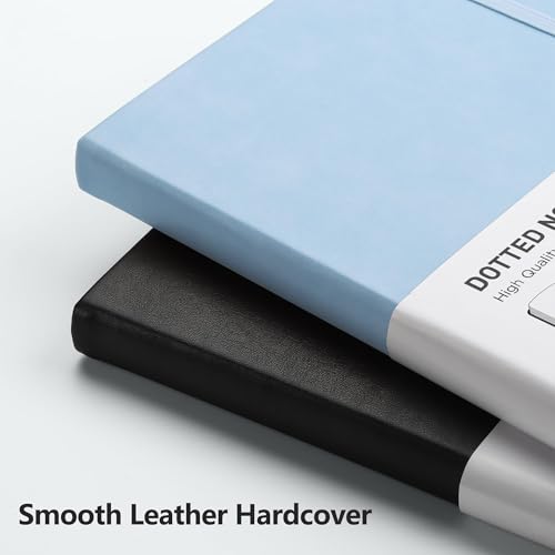RETTACY Dotted Journal Notebook, 192 Pages, A5 Medium Size (5.7'' x 8.3'') | Leather Hardcover, 100 GSM Thick Paper, for Journaling, Planning, Tracking (Light Blue) - color: Light Blue, style: Dotted