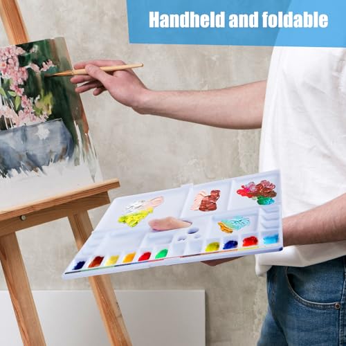 Foldable Watercolor Palette with Thumbhole, 18 Wells 3 Mixing Areas