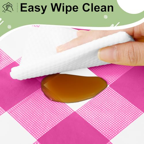 4 Packs Buffalo Disposable Table Cloth, 54 x 108 Inch Waterproof Plastic Tablecloth, Rectangle Hot Pink and White Checkered Table Covers for Picnic, Birthday, Party, Back to School - color: Hot Pink and White, size: 54" x 108" - 4 Pack