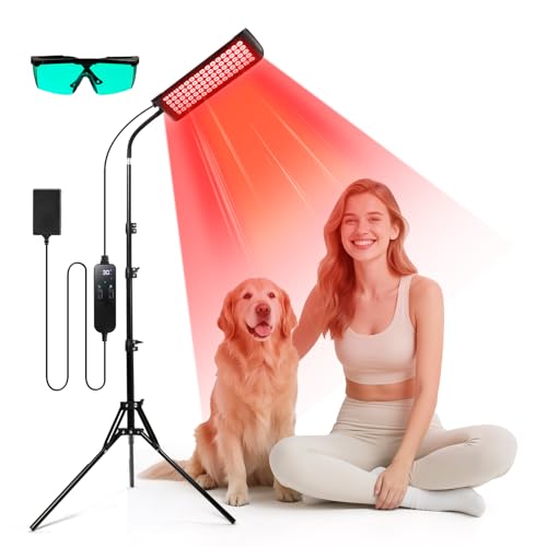 Red Light Therapy for Face and Body, GMOWNW Infrared Light Therapy Lamp with Stand, 660nm Red Light and 850nm Near Infrared Light Therapy Device for Face Knee Body, Skin Care at Home - size: 13.86" * 4.21"-with stand