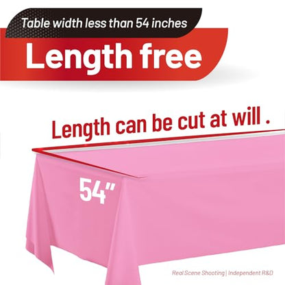 Plastic Tablecloth Roll, 310 Ft X 54 In Table Cloth Disposable Table Cover | Pink Tablecloth with Cutter PEVA Disposable Tablecloth Rectangular Table Cover Roll for Baby Shower, Birthday Party, Festival - color: Pink, size: 3720" x 54" (Rectangular)