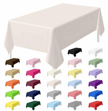 HEIPINIUYE 2 Pack Beige Tablecloth Disposable 54 x 108 Inch Beige Plastic Table Cloth Disposable Waterproof Rectangle Table Cover for Party Birthday Camping Picnic Tablecloths - color: Beige Rectangle Tablecloth, size: 2 Pack