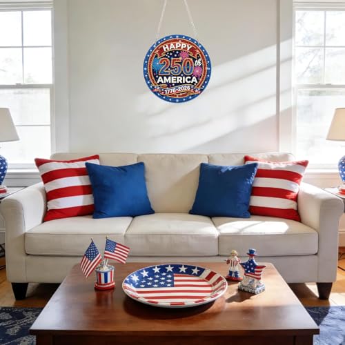 ARPADAMO Hanging Ornament Diamond Art Kits for Adult Anniversary 7.2x7.2in | 5D DIY Special Shaped Crystal Independence Day 250th America Patriotic Diamond Painting Kit,Window Hanging Gift Home Garden - color: DP03973