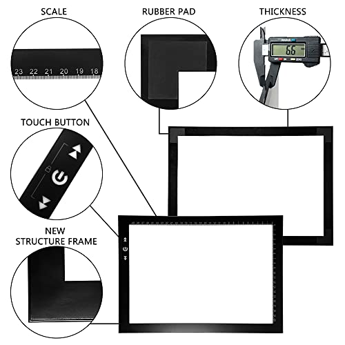 HSK A4 LED Artist tracing Light Box Copy Table, Adjustable High Brightness Light Pad for Tatto Drawing, Sketching, Animation,Diamond Painting Accessories - size: 02 - A4