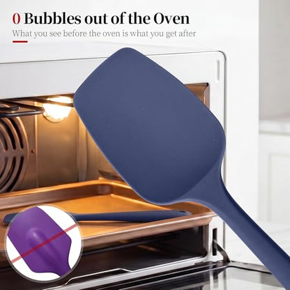600ºF Heat Resistant Cooking Silicone Spoon Spatula, Midnight Blue | High Heat Food Safe Seamless Kitchen Spoonula Scraper for Baking Mixing Scraping Stirring Egg Nonstick Cookware Pan Bowl - color: Midnight Blue, size: 11.34in - Spoon Spatula