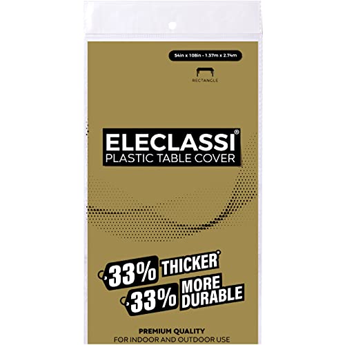 Eleclassi Gold 12 Pack Premium Disposable Plastic Tablecloth 54 x 108 in - Plastic Table Cloth Disposable Tablecloth for Rectangle Table Up to 8 Feet - color: Gold, size: 12 Pack Rectangle
