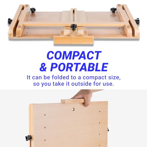 Falling in Art Adjustable Beechwood Tabletop Easel, Holds up to 22.5'' | Wooden Desktop Drawing Board Easel for Artists and Beginners, Suitable for Painting and Displaying Artwork