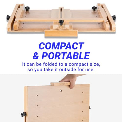 Falling in Art Adjustable Beechwood Tabletop Easel, Holds up to 22.5'' | Wooden Desktop Drawing Board Easel for Artists and Beginners, Suitable for Painting and Displaying Artwork
