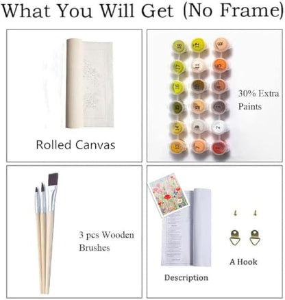 ZRIZQ Flowers Paint by Numbers Kit for Adults Beginner,Wildflowers, 16x20 | Full set with wooden brushes,rolled canvas,rich paints.Calming activity.Beginner friendly.Just open and paint. - color: 16"X20"Rolled Canvas-Wildflowers