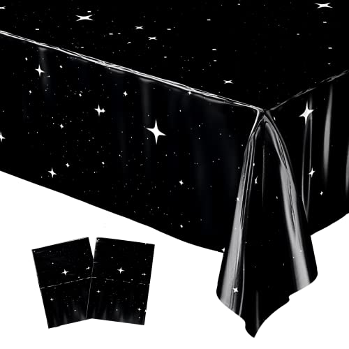 Blue Orchards Space Party Table Covers (Pack of 2) - 54"x108" XL - Plastic Tablecloth for Galaxy Theme Birthday, Outer Space Decoration Astronaut, Planet, Solar System, Night Sky Backdrop & Supplies - color: Space (Pack of 2)