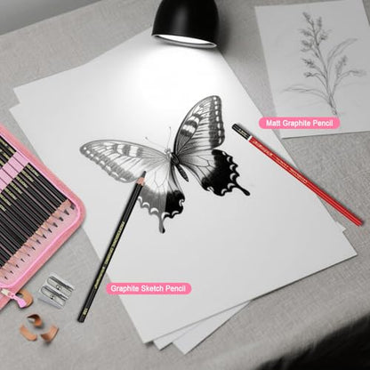 Heshengping, Sketching and Drawing Pencils Set 26pcs, Art Supplies Drawing pencil Kit,Graphite Charcoal Professional Pencils Set, Adults Beginners Artist - style: 26 Pack Sketching Pencils Pink