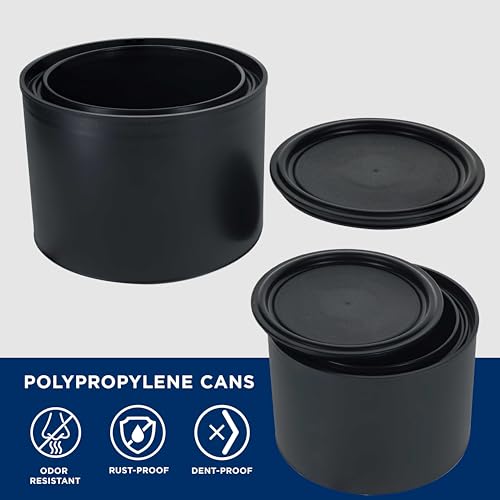 Master Elite 1 Pint Empty Plastic Paint Can Bucket, Pack of 4 - Triple Lock Airtight Lid Seal, 16 fl. oz. All-Plastic Coating Storage Container Can - Pail Handle, Dent & Rust Proof, Odor Resistant - size: Pint