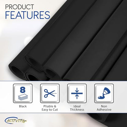 Black EVA Foam Sheets, 6 x 9 Inch, 2mm Thick - Foam Paper for DIY Arts and Crafts, School Projects, and More - 8 Pack - color: Black