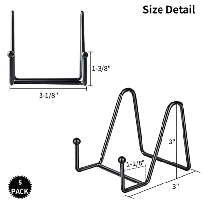 IBosins 5-Pack 3-Inch Small Plate Display Stands Black Metal Frame Stand - color: Black, size: 3 Inch