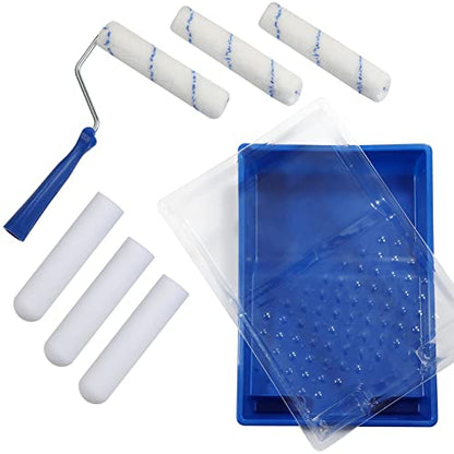 NANJA 6" Foam Paint Roller Kit Tray,Frame & 9 Refills for Walls,Cabinets | Includes Microfiber Roller Covers, Foam Roller Refills, High-Density Sponge Rollers for Painting Walls.