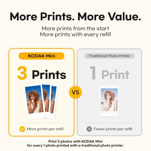 KODAK Mini 2 Retro 2x3 Portable Photo Printer, 4PASS, 38 Sheets, Black | Bluetooth, iPhone & Android Smartphone Compatible, Smudge-Proof, Water-Resistant, Fade-Resistant - color: Black, size: Printer + 38 Sheets