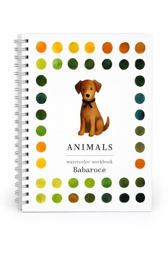 Babaroce Animals Watercolor Workbook - Spiral-Bound Sketchbook | Animal-themed watercolour workbook - size: WITHOUT COLOR PALETTE
