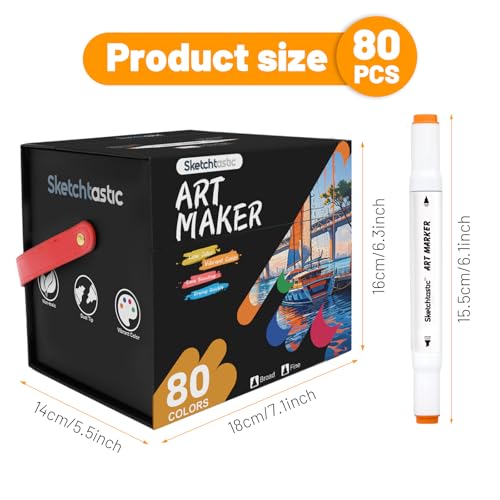 Alcohol Markers Dual Tip Marker Set, 80 Vibrant Colors for Adults, No Bleed Colors for Artists, Based Markers for Coloring Books, Sketching and Art Projects - color: 80 Colors