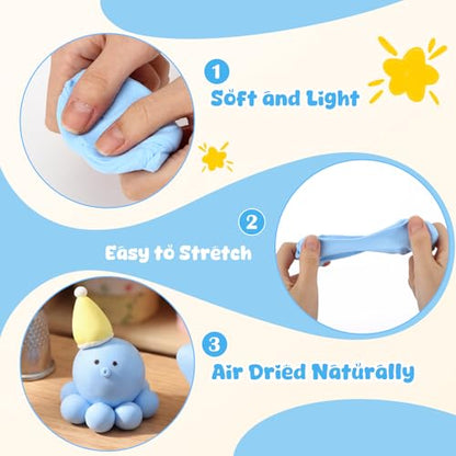 VioraWhite 72 Pcs 38oz Air Dry Clay Bulk Modeling Clay,Sky Blue - color: Sky Blue