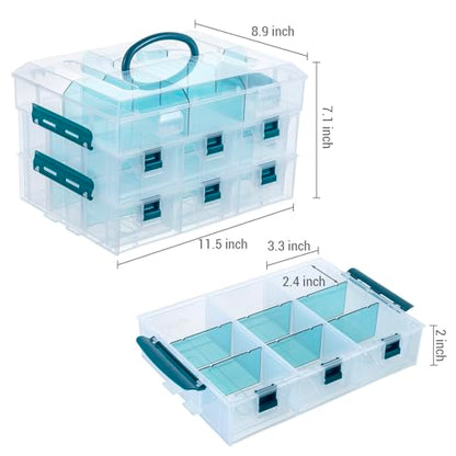 MyGift 11 Inch Craft Storage Organizer Case With 6 Drawers | Customizable Trays, Expandable Storage, Removable Dividers, 6 Drawers, 24 Compartments, Extra Trays Sold Separately - color: Blue