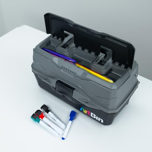 ArtBin 6892AG 2-Tray Art Supply Box, Portable Art & Craft Organizer with Lift-Up Trays, [1] Plastic Storage Case, Gray/Black - style: Two Tray