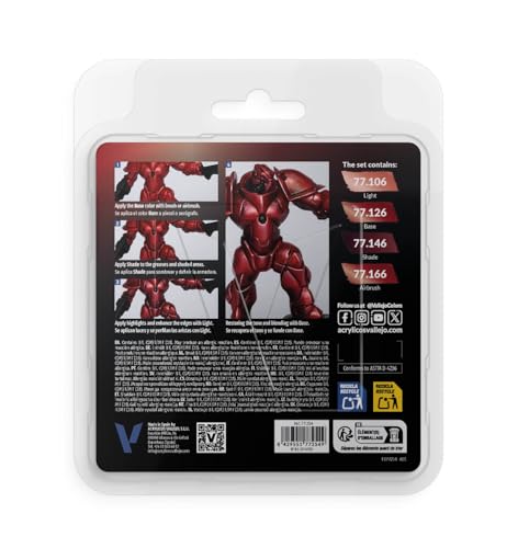 Vallejo - Ruby Red Paint Set, True Metallic Metal, 4 Bottles x 0.6 fl.oz. - color: Ruby Red
