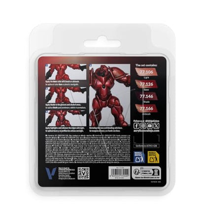 Vallejo - Ruby Red Paint Set, True Metallic Metal, 4 Bottles x 0.6 fl.oz. - color: Ruby Red