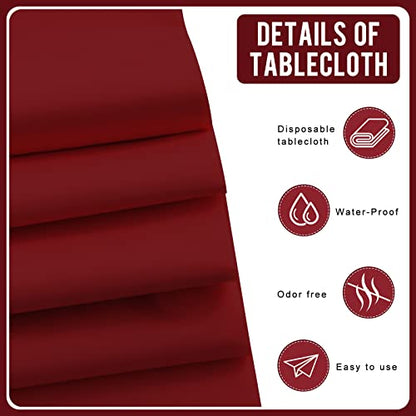 Eleclassi Burgundy 12 Pack Premium Disposable Plastic Tablecloth 54 x 108 in - Plastic Table Cloth Disposable Tablecloth for Rectangle Table Up to 8 Feet - color: Burgundy, size: 12 Pack Rectangle