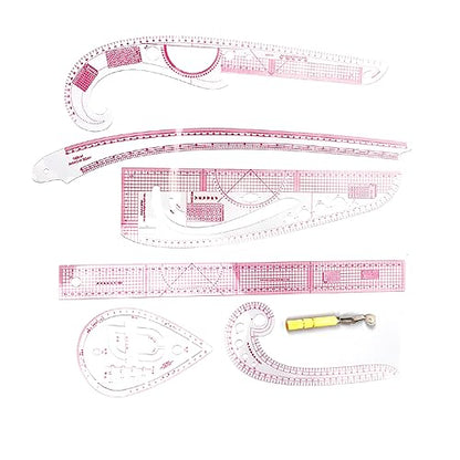 7pcs French Curve Ruler Set High Accuracy Complete Tools Sewing Rulers Set with Scale for Beginners Tailors Pattern Making